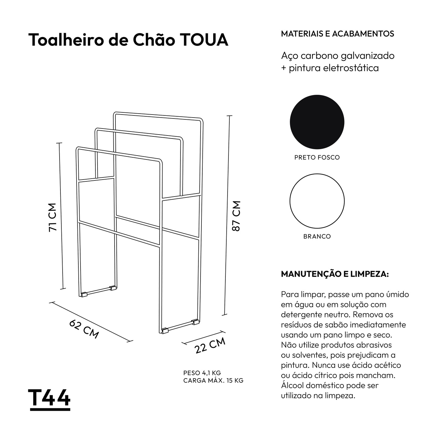 Toalheiro de Chão em Aço - Toua