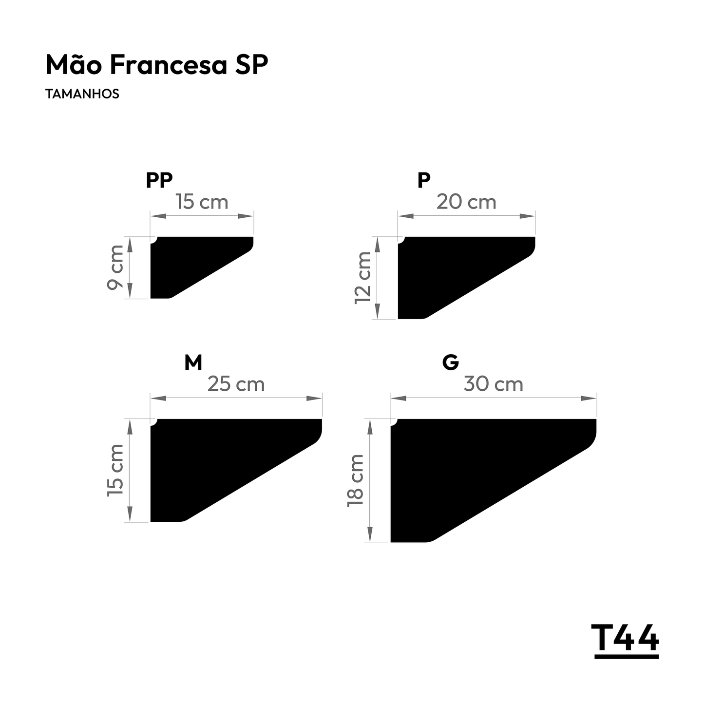 Mão francesa SP (par) - Suporte para prateleira em aço - Preto fosco