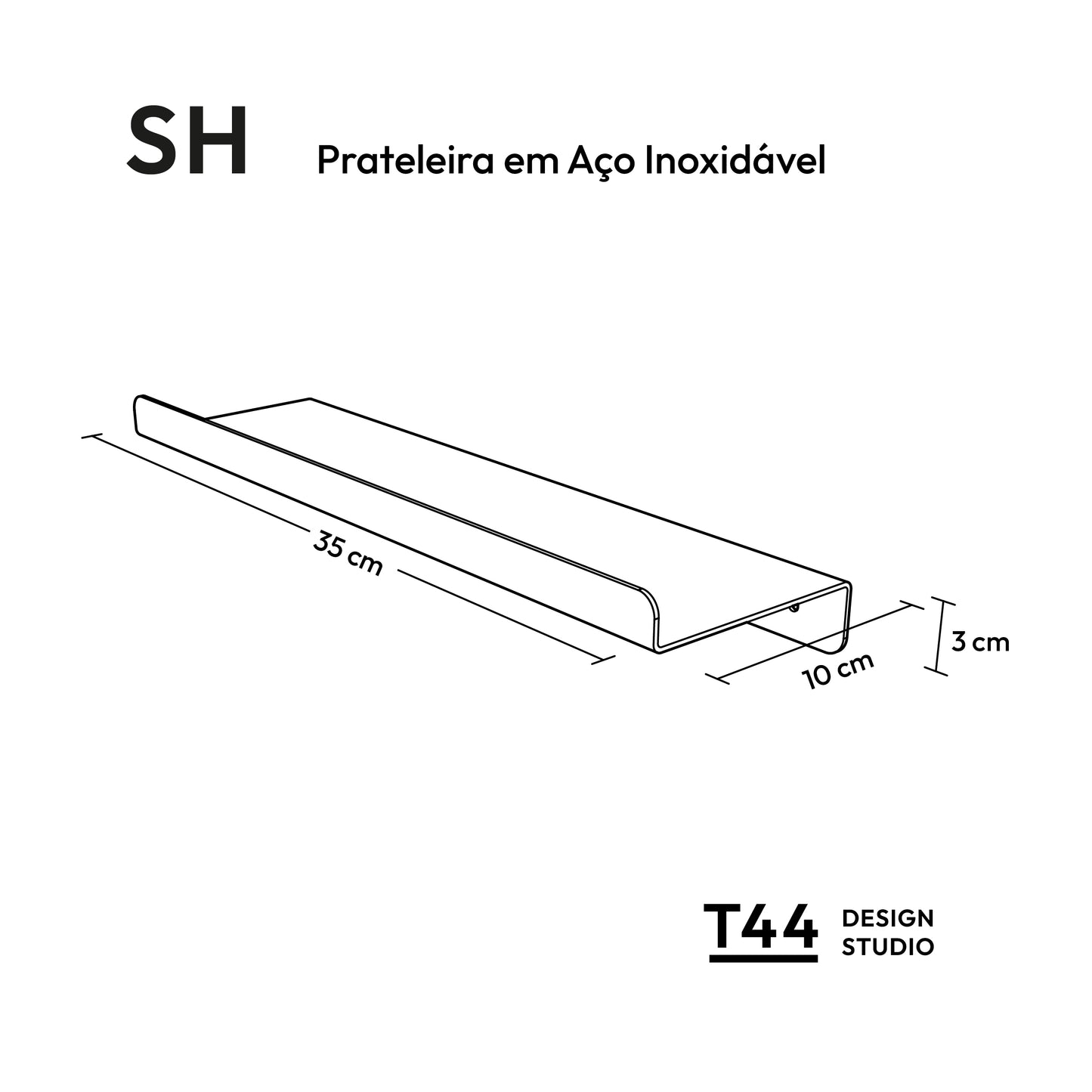 SH - Prateleira em Aço inox 35x10cm