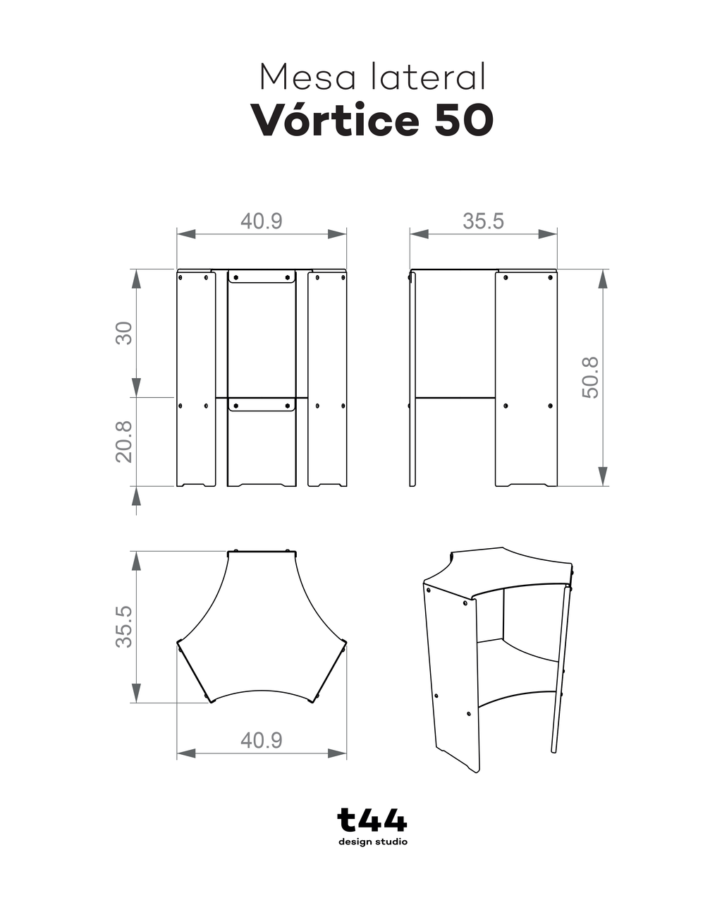 Vórtice 50 - Mesa Lateral em Aço Inox
