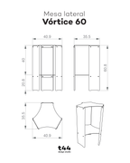 Vórtice 60 - Mesa Lateral em Aço Inox