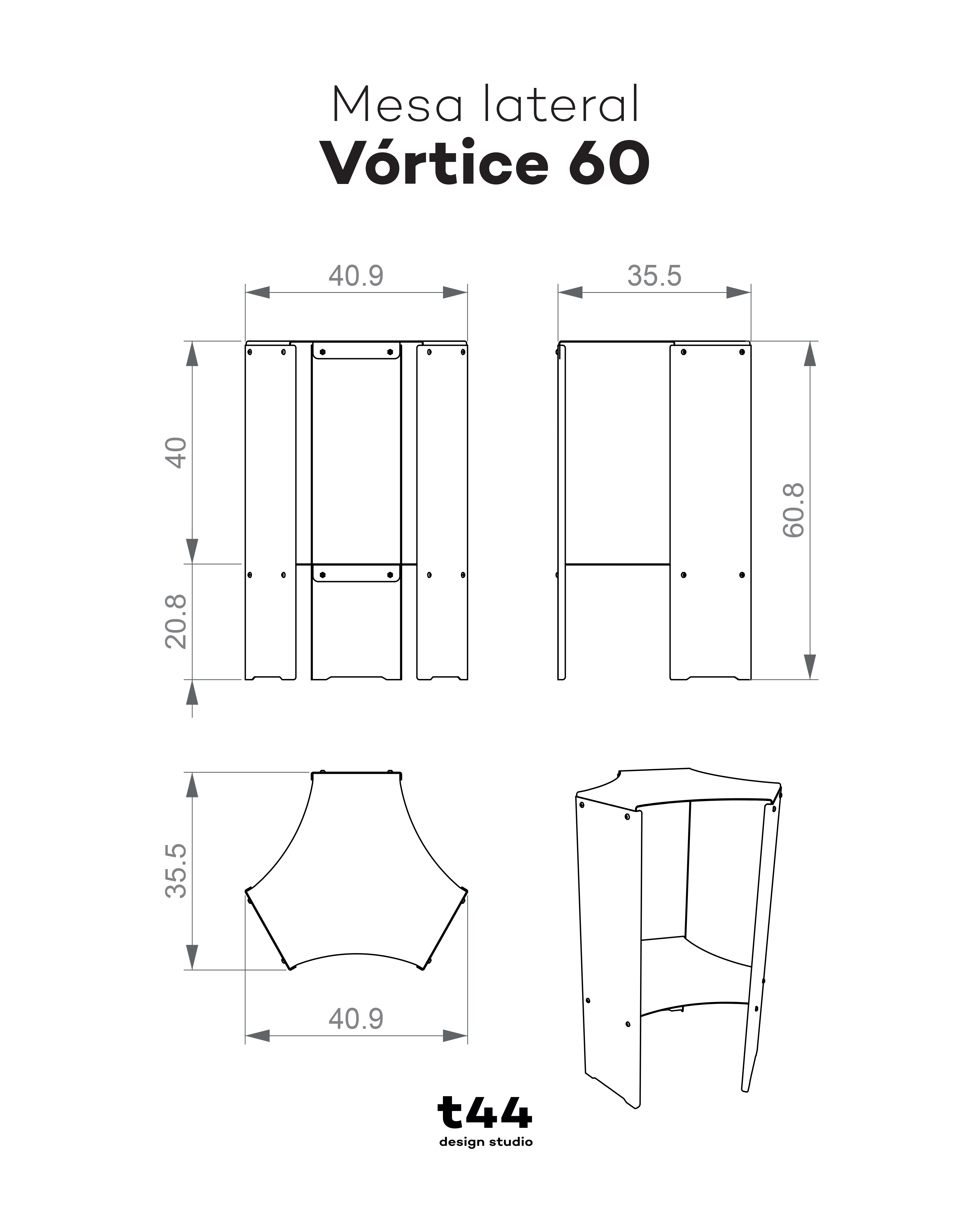 Vórtice 60 - Mesa Lateral em Aço Inox