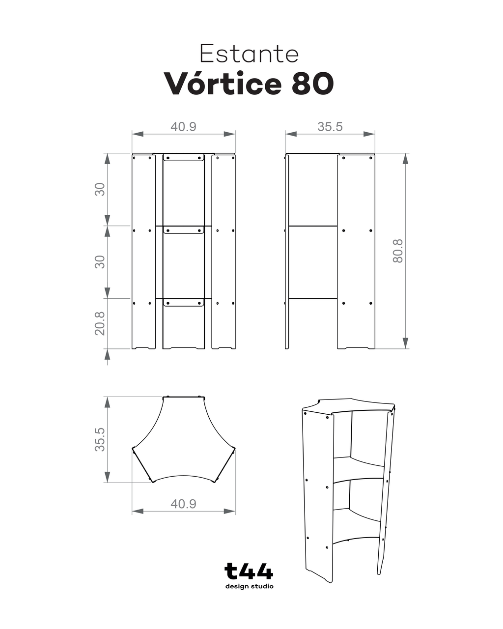 Vórtice 80 - Estante em Aço Inox