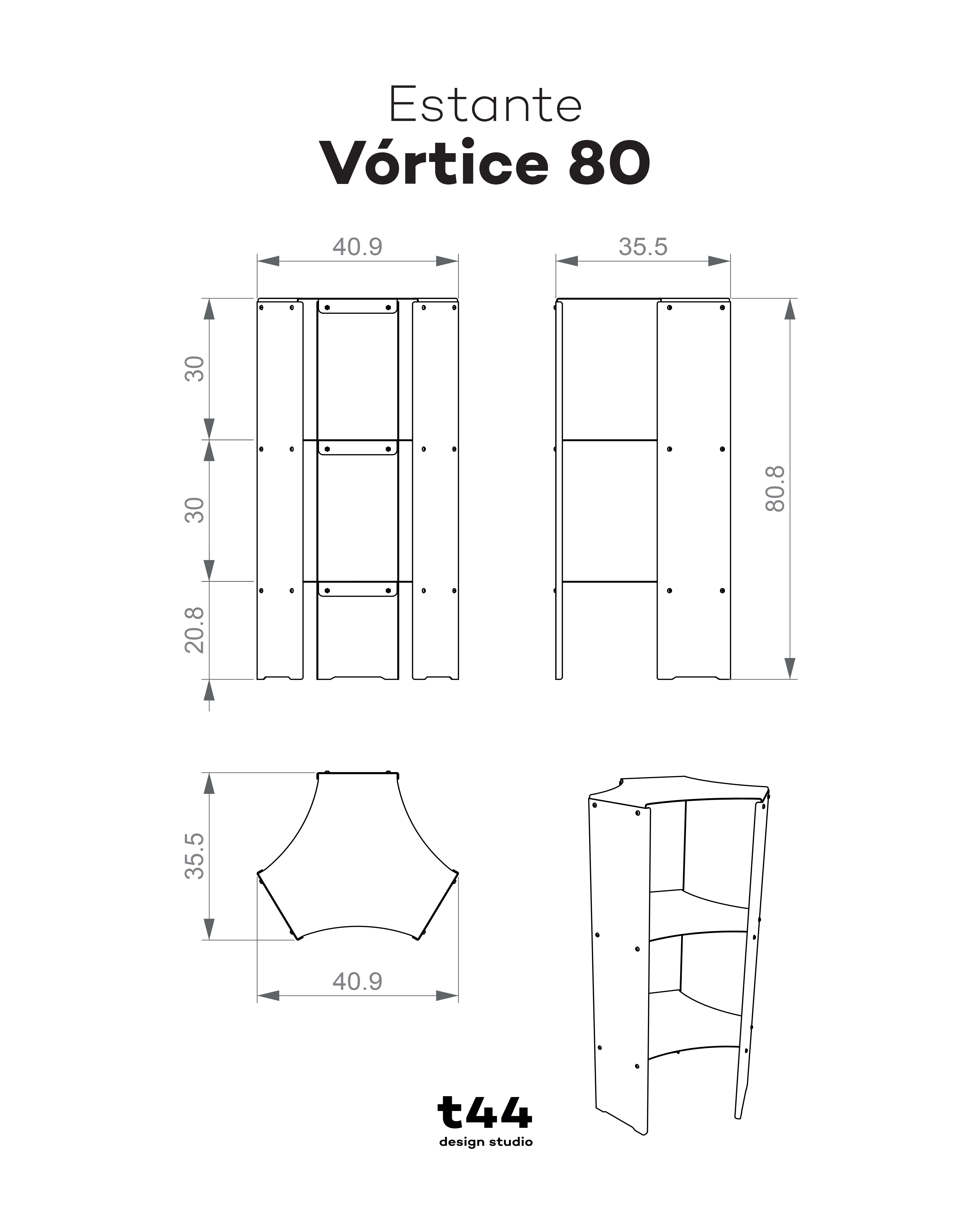 Vórtice 80 - Estante em Aço Inox