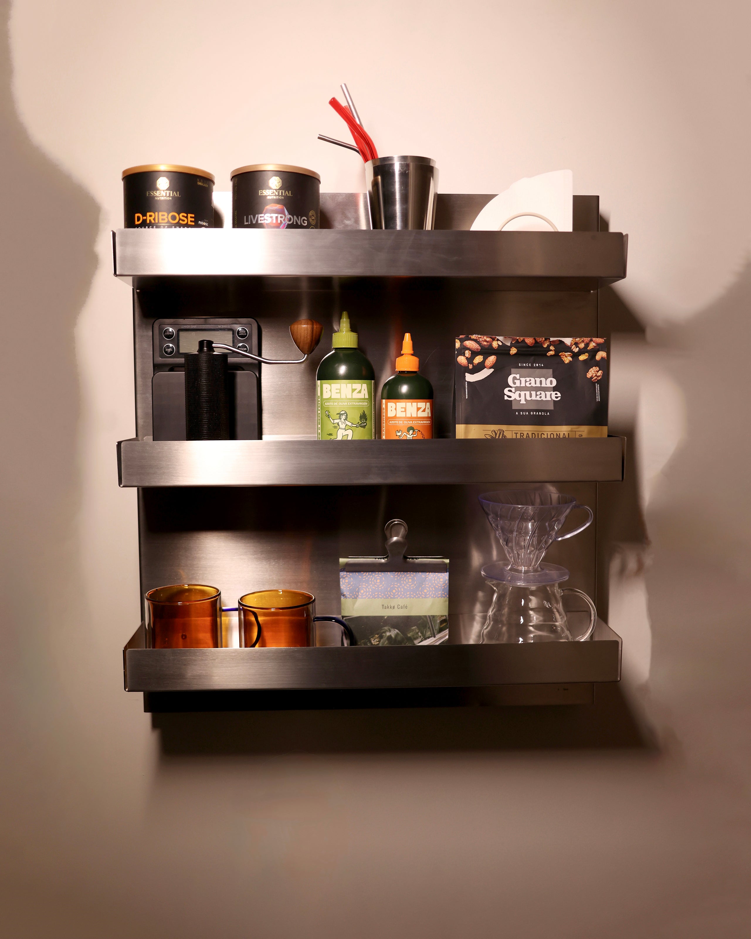 Estante e Painel Organizador em Aço Inox (58x65) - Collab Guta Virtuoso