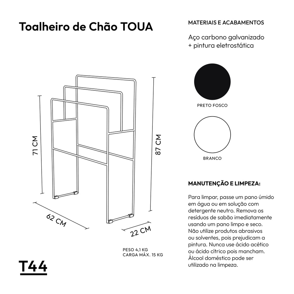 Toalheiro de Chão em Aço - Toua (sob encomenda)